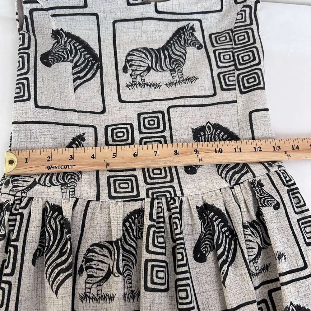 Vintage Zebra Print Fit and Flare‎ Dress Tan Black XS - Picture 4 of 8